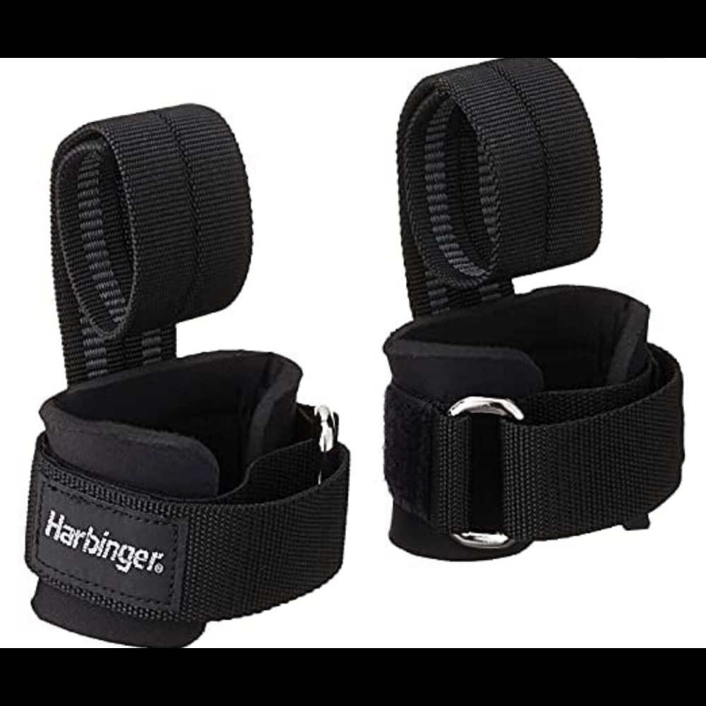 Harbinger Big Grip No-Slip Nylon Lifting Straps with DuraGrip (Pair) in black